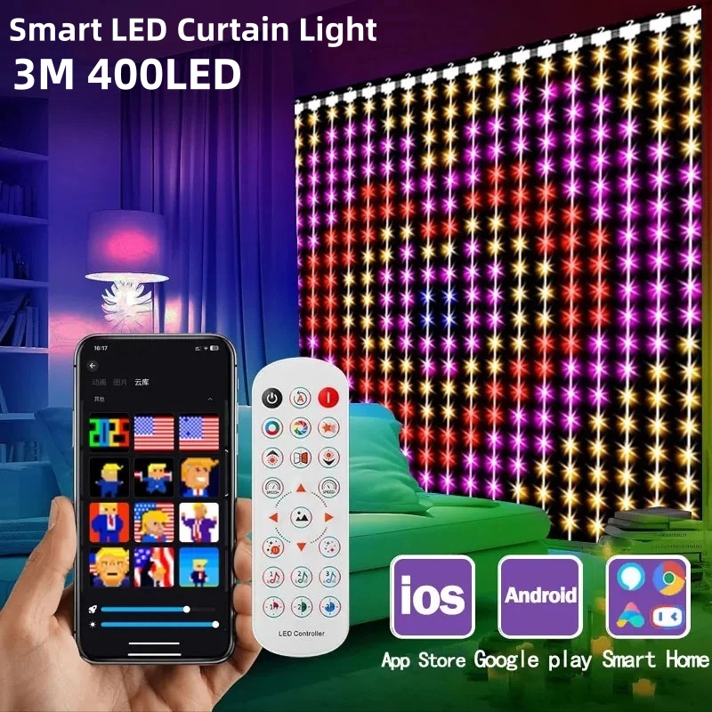 400LED Smart Curtain Lights Bl - Fairy Light Curtain 评论和价格