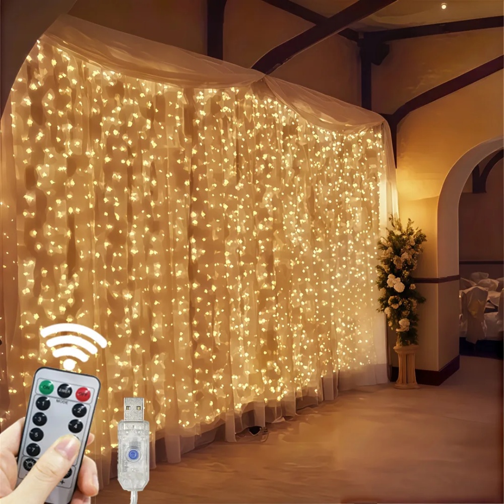 3/6m LED Curtain String Lights - Star Projector Night 评论和价格
