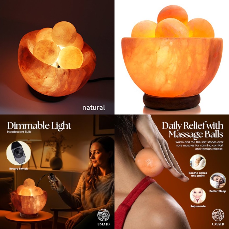 Himalayan Salt Lamp with 6 Him - Himalayan Salt Lamp 评论和价格